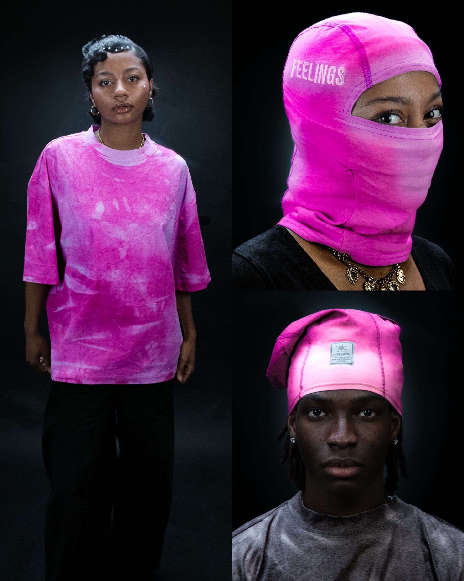TEE + SKI MASK rose foncé/clair